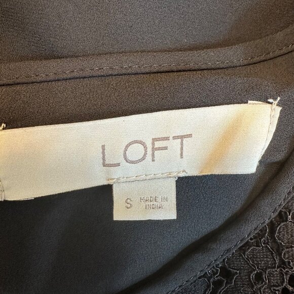 Loft Womens Black Lace Yoke Long Sleeve Blouse Size S - Picture 7 of 9